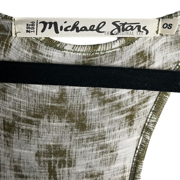 Michael Stars Dress Size OS Green Maxi Ikat Print Racerback Jersey Boho Beach - Picture 2 of 7